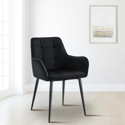 Juego de 2 sillas de comedor Ferndale de terciopelo negro