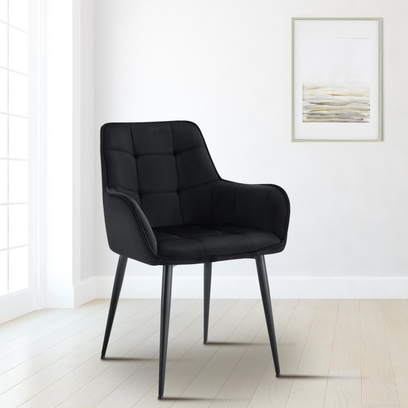 Juego de 2 sillas de comedor Ferndale de terciopelo negro