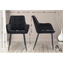 Juego de 2 sillas de comedor Ferndale de terciopelo negro