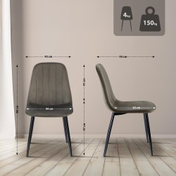 Silla de comedor Baxter en terciopelo antracita