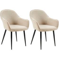 Juego de 2 sillas de comedor Boise en tela color topo