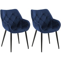 Juego de 2 sillas de terciopelo Tanna azul oscuro