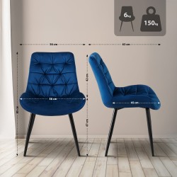 Silla de comedor Rossford de terciopelo azul oscuro