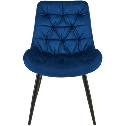 Silla de comedor Rossford de terciopelo azul oscuro