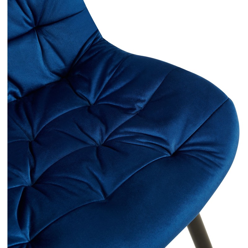 Silla de comedor Rossford de terciopelo azul oscuro