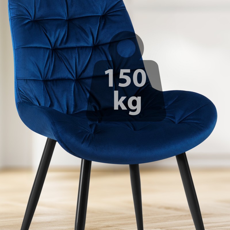 Silla de comedor Rossford de terciopelo azul oscuro