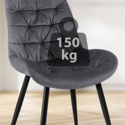 Silla de comedor Rossford en terciopelo gris oscuro