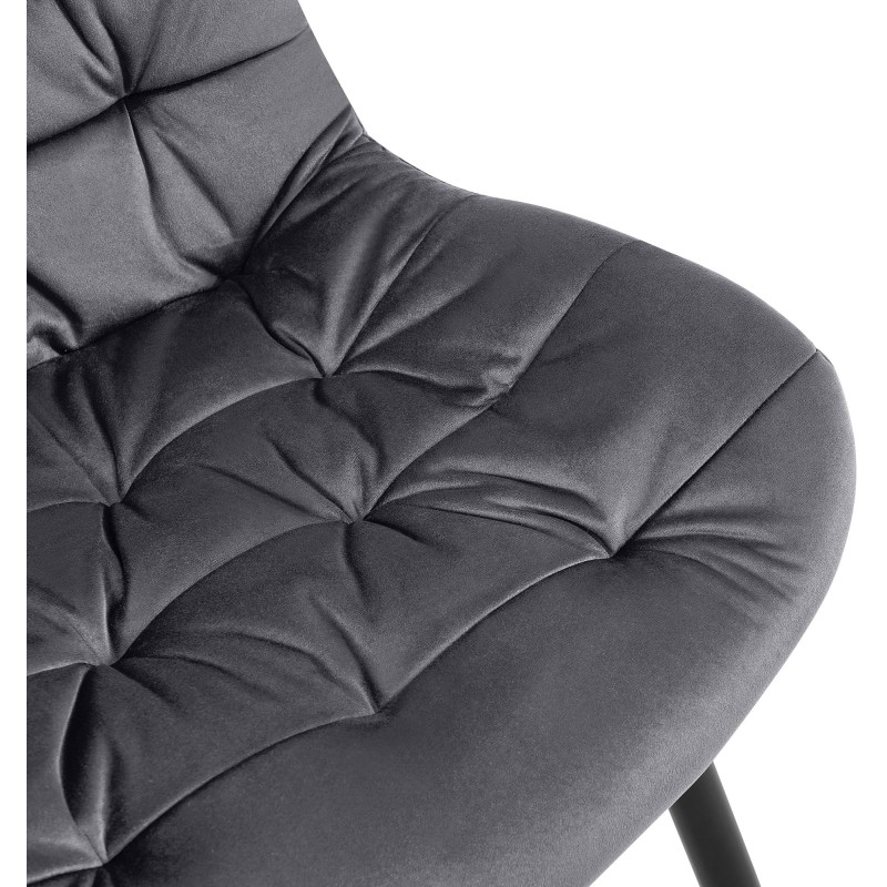 Silla de comedor Rossford en terciopelo gris oscuro