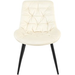 Silla de comedor Rossford de terciopelo color crema