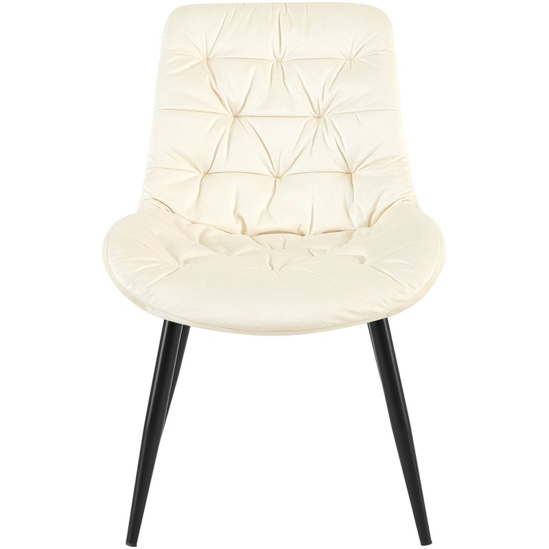 Silla de comedor Rossford de terciopelo color crema