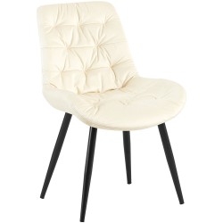 Silla de comedor Rossford de terciopelo color crema