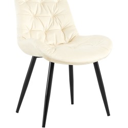 Silla de comedor Rossford de terciopelo color crema
