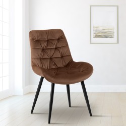 Silla de comedor Rossford de terciopelo marrón