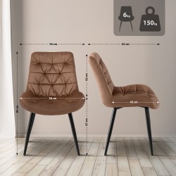 Silla de comedor Rossford de terciopelo marrón