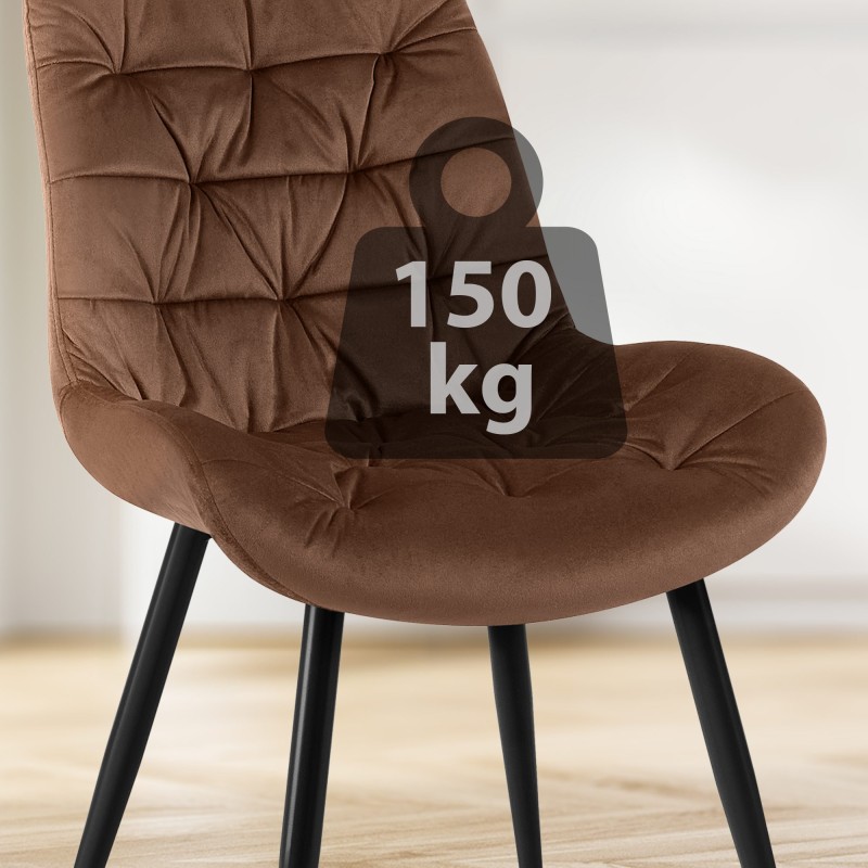 Silla de comedor Rossford de terciopelo marrón