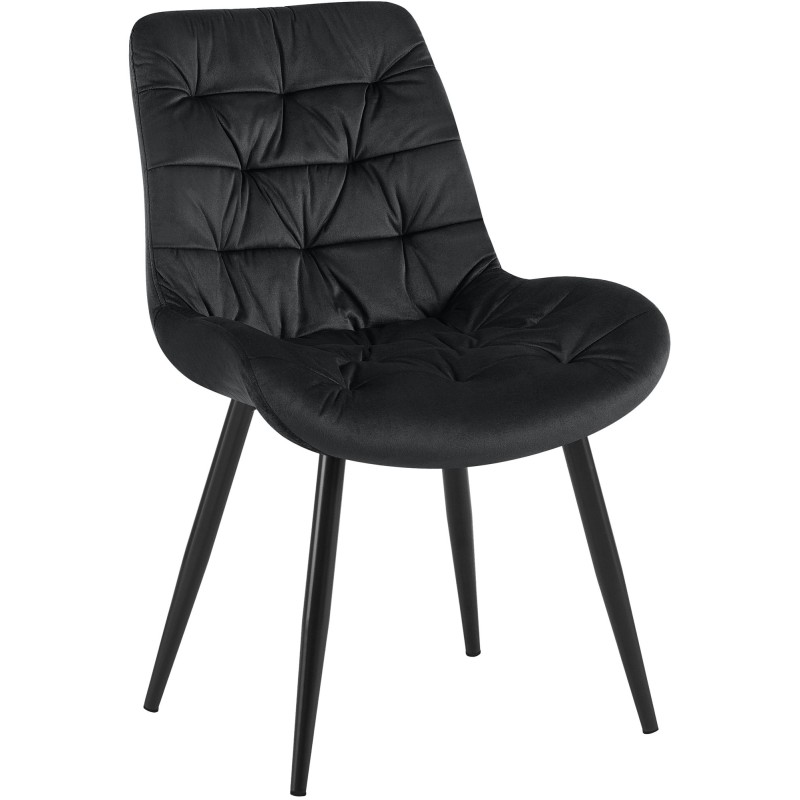 Silla de comedor Rossford de terciopelo negro