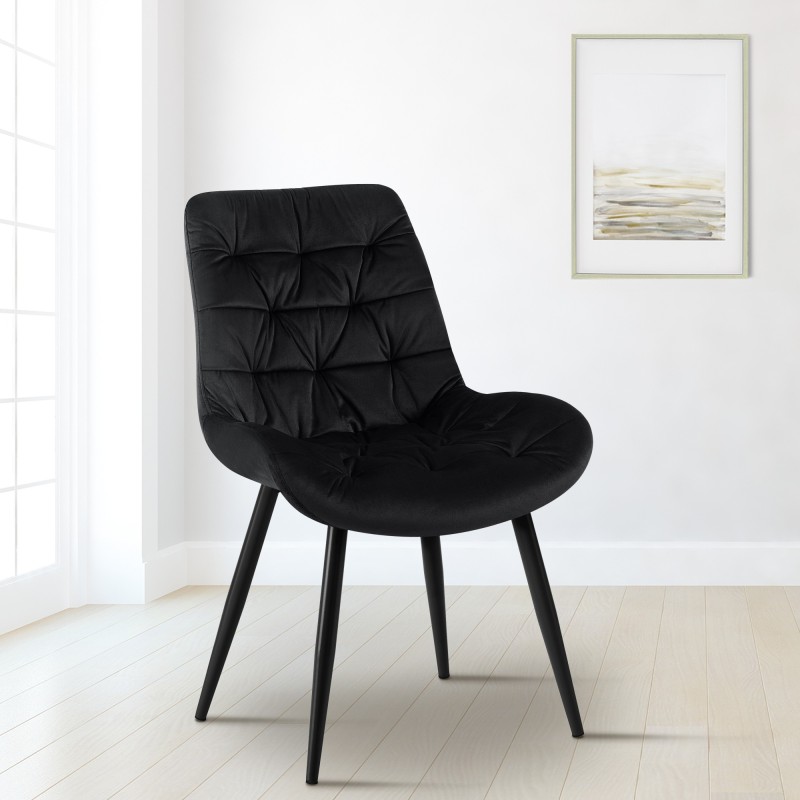 Silla de comedor Rossford de terciopelo negro