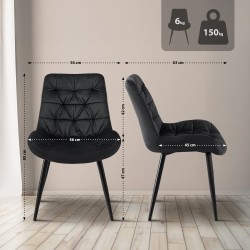 Silla de comedor Rossford de terciopelo negro