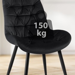 Silla de comedor Rossford de terciopelo negro