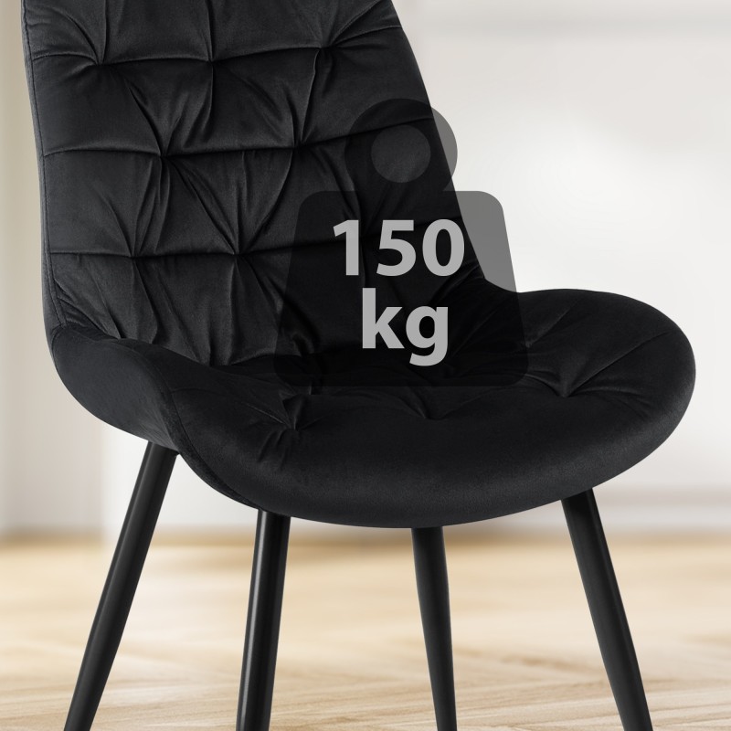 Silla de comedor Rossford de terciopelo negro
