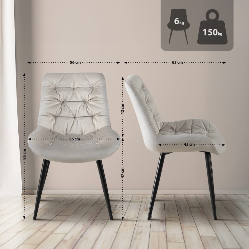 Silla de comedor Rossford en terciopelo gris