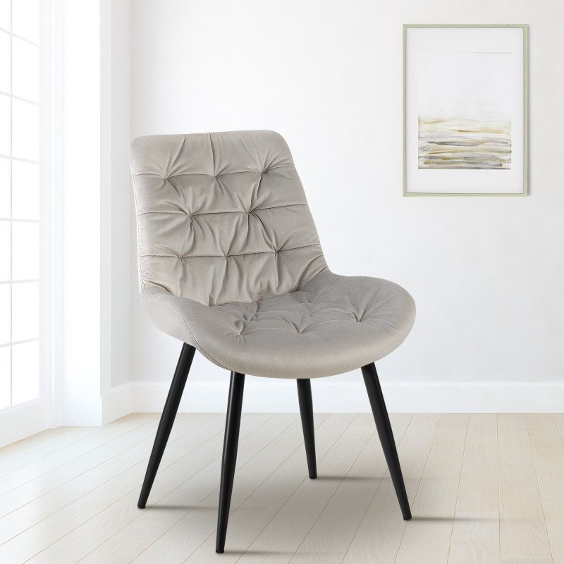 Silla de comedor Rossford en terciopelo gris
