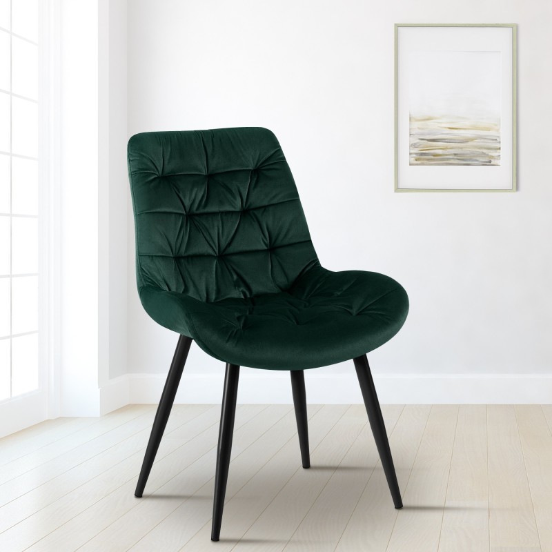 Silla de comedor de terciopelo verde Rossford