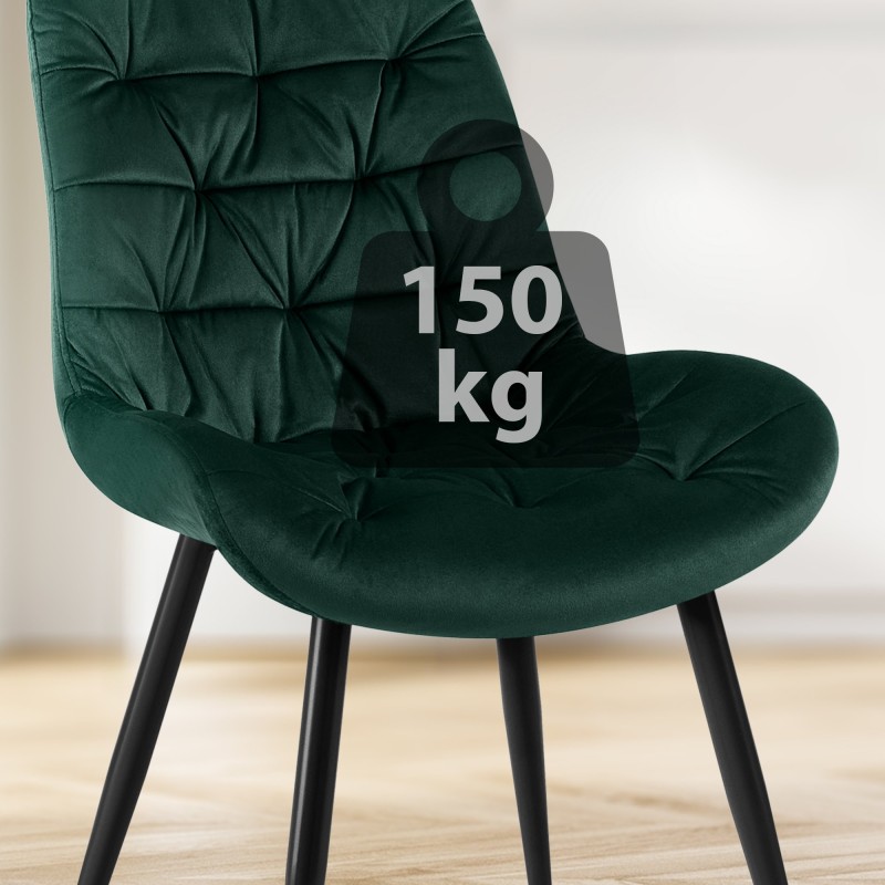 Silla de comedor de terciopelo verde Rossford