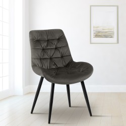 Silla de comedor Rossford en terciopelo antracita