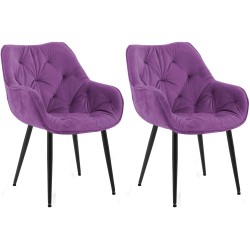 Juego de 2 sillas de terciopelo Tanna morado