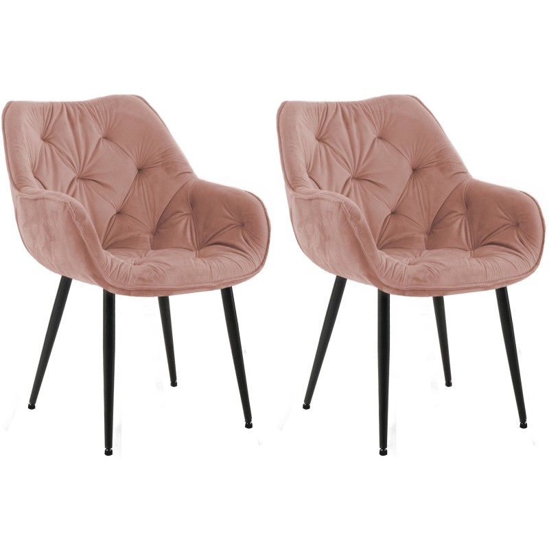 Conjunto de 2 sillas Tanna en terciopelo rosa Conjunto de 2 sillas Tanna en terciopelo rosa