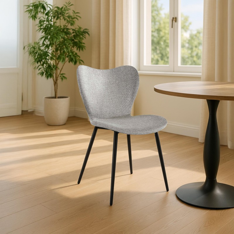 Silla de comedor Maika en tela gris