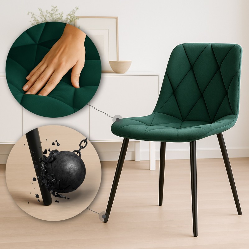 Silla de comedor Clairton en terciopelo verde oscuro