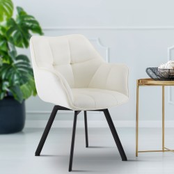 Silla de comedor Jordi de terciopelo crema