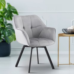 Silla de comedor Jordi en terciopelo gris oscuro