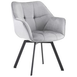Silla de comedor Jordi en terciopelo gris oscuro