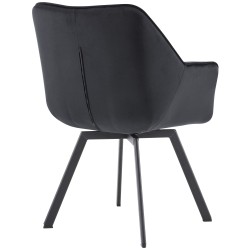 Silla de comedor Jordi en terciopelo negro