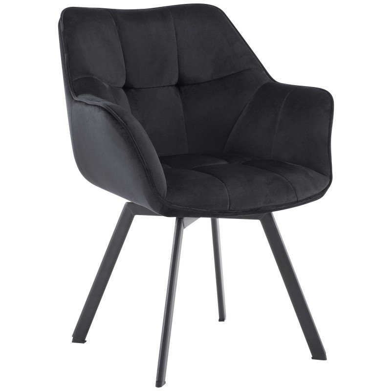 Silla de comedor Jordi en terciopelo negro
