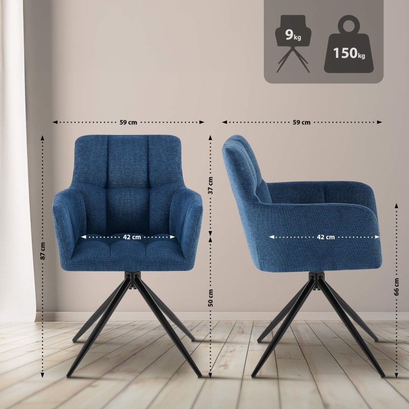 Silla de comedor Jonah en tela azul oscuro