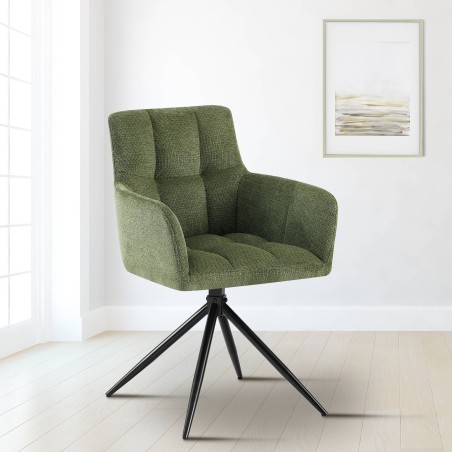 Silla de comedor Jonah en tela verde