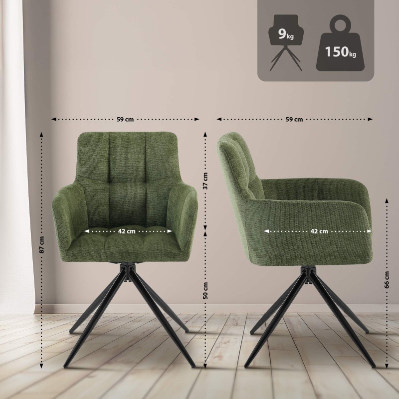 Silla de comedor Jonah en tela verde