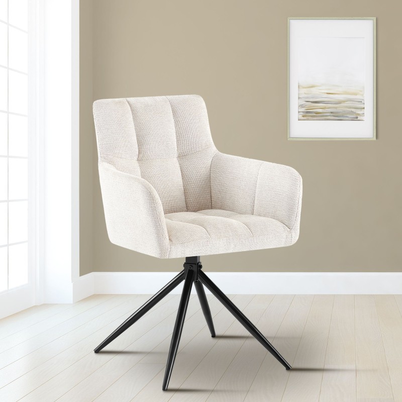 Silla de comedor Jonah en tela color crema