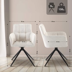 Silla de comedor Jonah en tela color crema