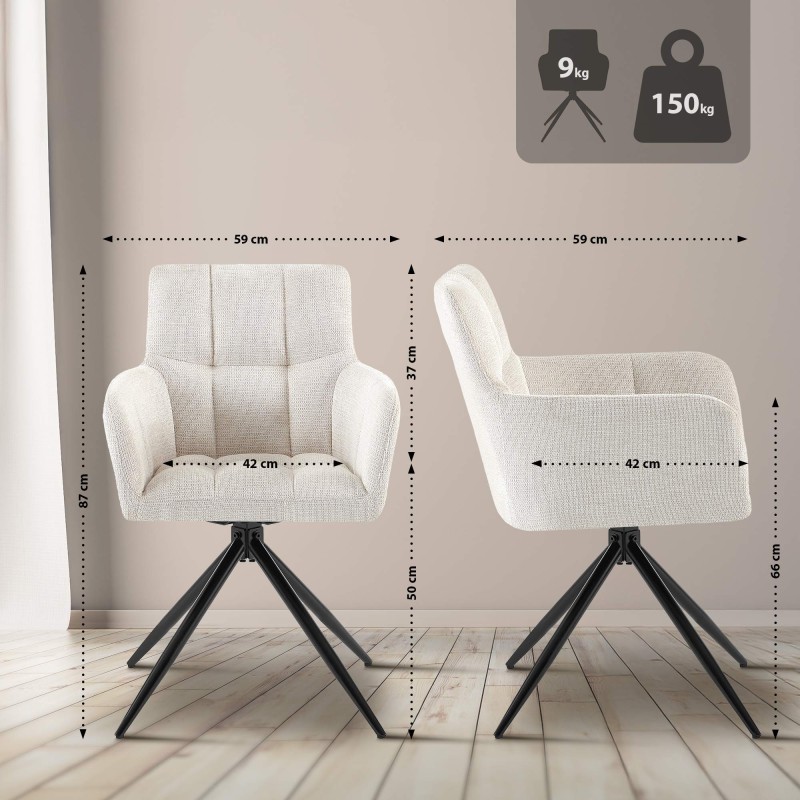 Silla de comedor Jonah en tela color crema