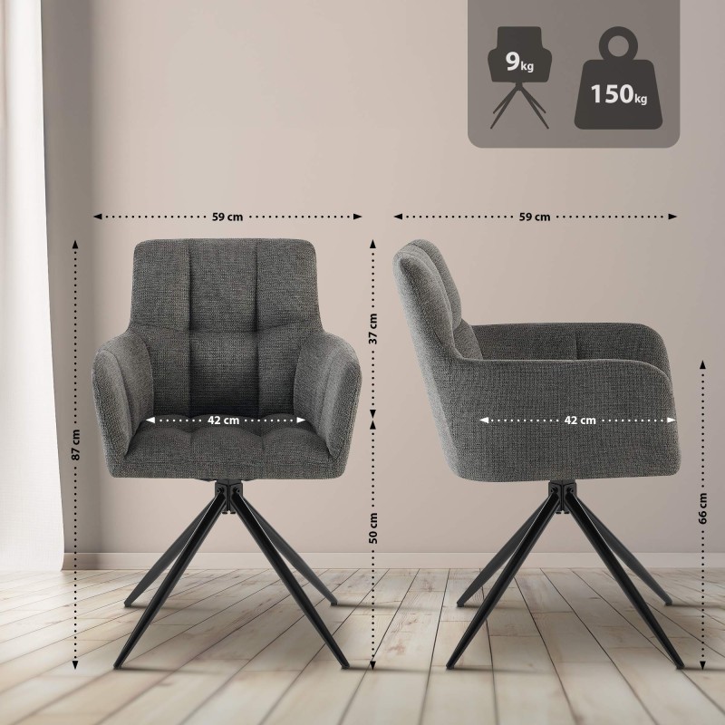 Silla de comedor Jonah en tela gris oscuro