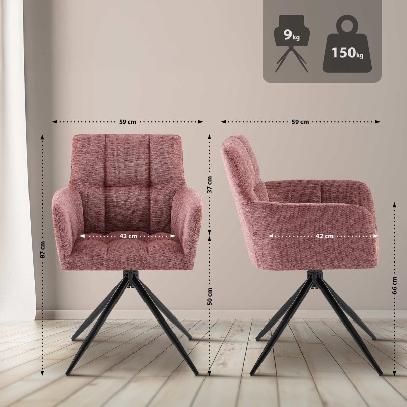 Silla de comedor Jonah en tela rojo rubí