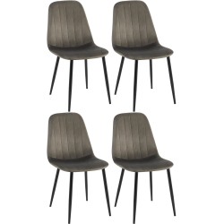 Juego de 4 sillas de comedor Baxter en terciopelo antracita