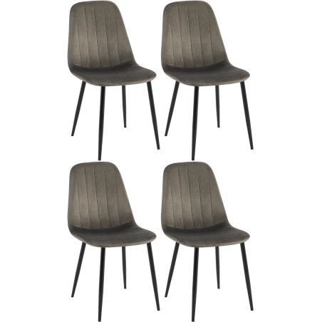 Juego de 4 sillas de comedor Baxter en terciopelo antracita