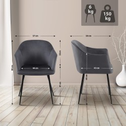 Silla de comedor Jaysie de terciopelo gris oscuro