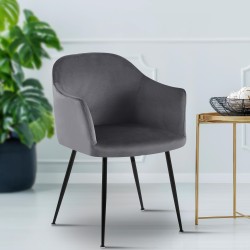 Silla de comedor Jaysie de terciopelo gris oscuro